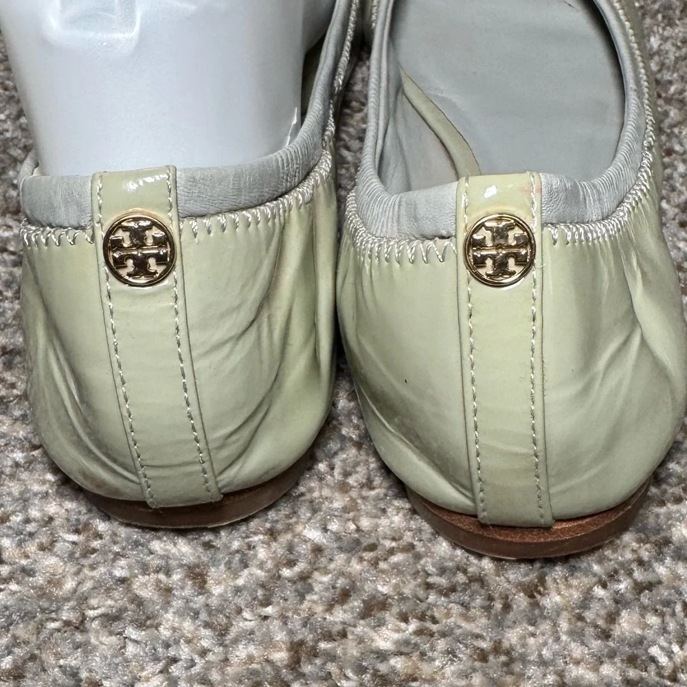 Tory Burch Mint Julip Cream Ballet Open Toe  Flats- Size 6.5